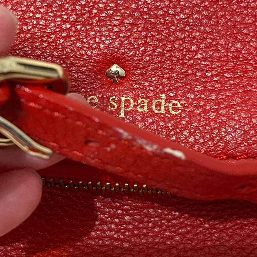 Kate Spade Vintage and Stunning Vibrant Red Leather Bag and Twilly